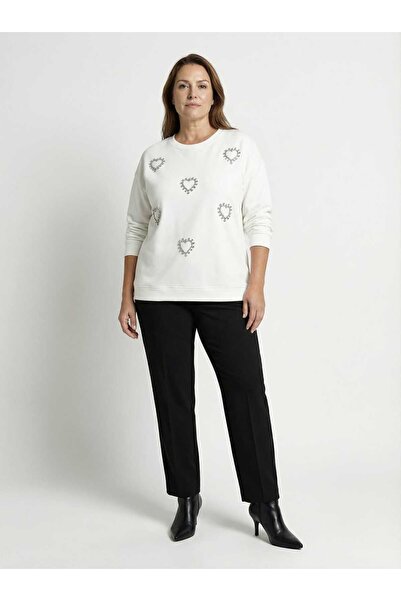 LOVE BEYAZ RENK TAŞLI KALP DETAYLI SWEAT