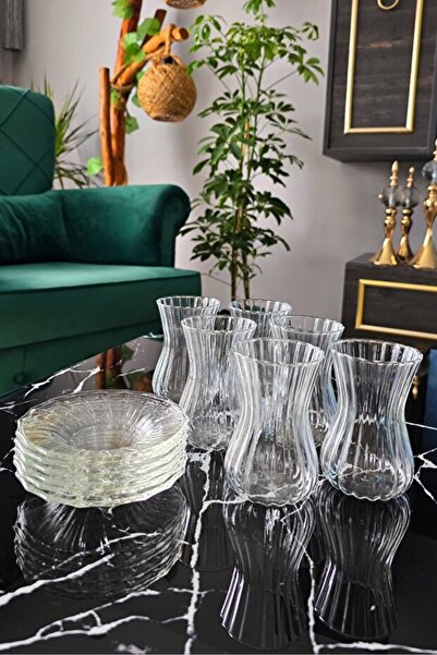 KRD Plato 12 Parça 6'lı Çay Bardağı Takımı