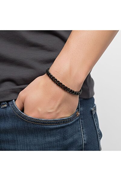 AKSESUARIM Men's Scrub Mariner Steel Chain Bracelet 6mm