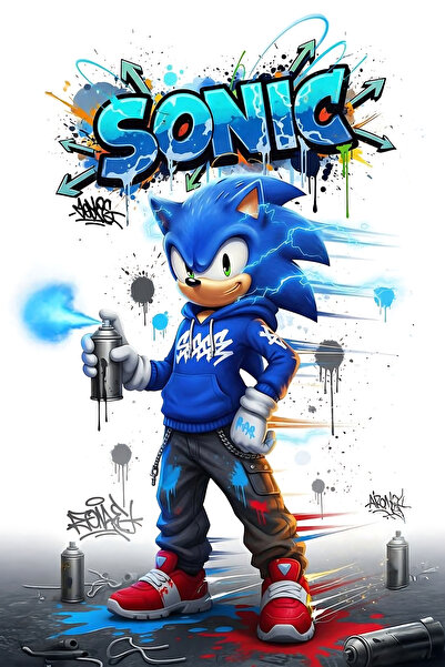 Hayal Poster Retro Ahşap Poster Sonic Karikatür Poster 20x30