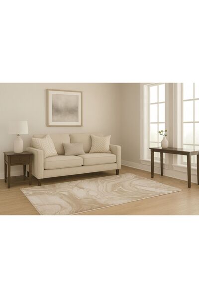 SER CARPET Covor modern bej crem cu model marmorat abstract,pentru living, dormitor sau hol 250 X 350