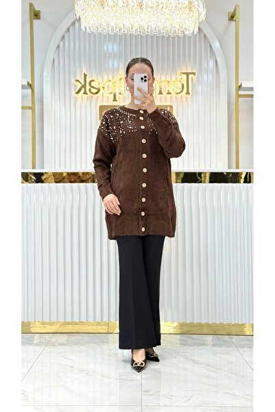 Nefise Angora İncili Uzun Ceket