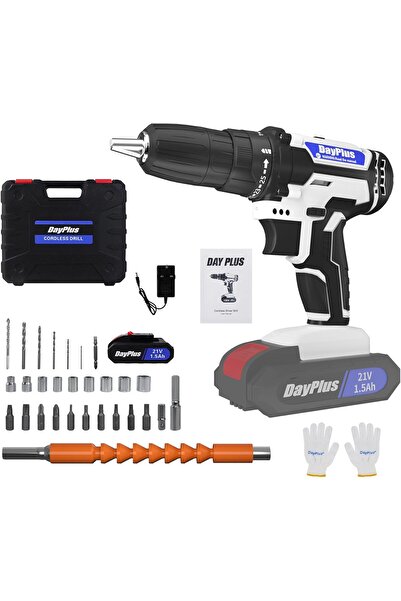 BRIEFNESS 21V Cordless Drill Driver, Electric Screwdriver Set With 29pcs Bits, Rechargeable Power Dr