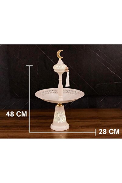 TOHFAT-AL MAIDAH Round courtyard with a dome base, illuminated mosque, beige crescent