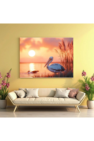 Printees Tablou - Pelican în Deltă la Apus - PVC