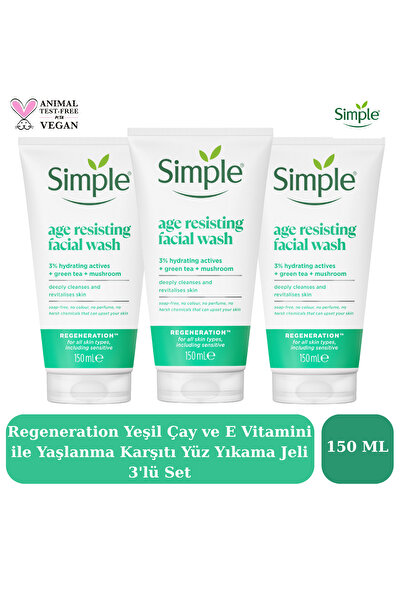 Simple Regeneration Yeşil Çay ve E Vitamini ile Yaşlanma Karşıtı Yüz Yıkama J...