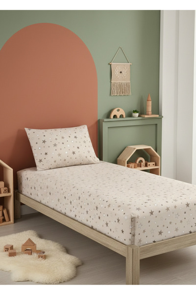 ChicMaison Single Person Cotton |   Elastic |   Sheet Set |   Beige Star