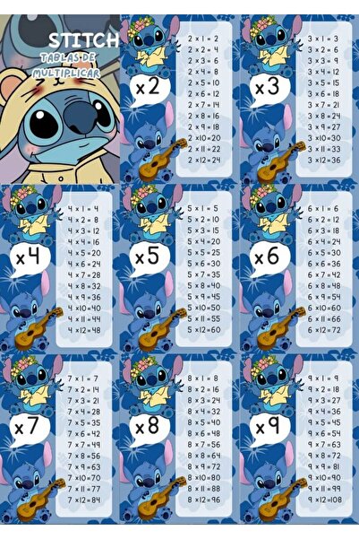 ÖZ KIRTASİYE Stitch Çarpım Tablosu A4 (kalın baskı) 1 adet