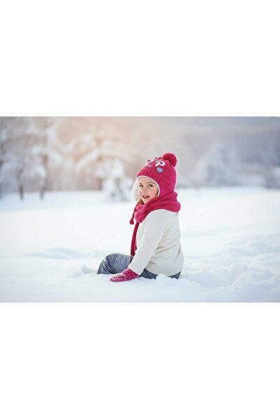 E-Giyimbank Girl's Scarf, Beanie, Gloves Set Winter 3-Piece Set