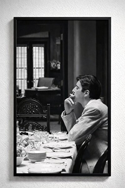 BuzzDesigns Sessiz Güç – The Godfather Siyah Beyaz Sahne (Çerçeveli)