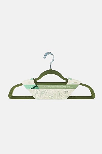 Oasis Home 10 Pcs Matte Rubberized Fashion Hangers, Green