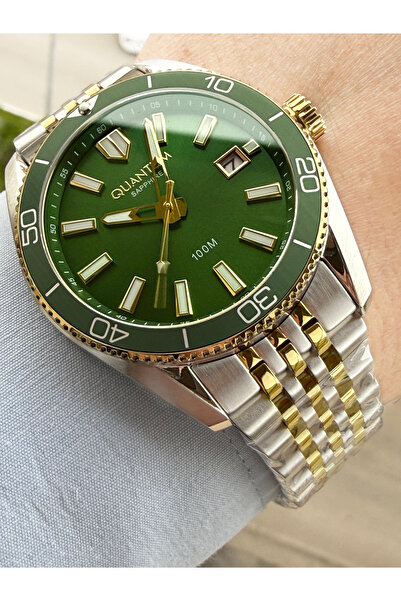 Quantum 10 ATM Su Geçirmez Kadranı Yeşil Full Çelik Erkek Kol Saati