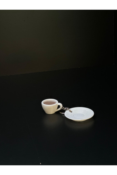 ADA 3D Espresso Türk Kahvesi Fincanı Tabaklı Anahtarlık Çanta Süsü Kahvesever...