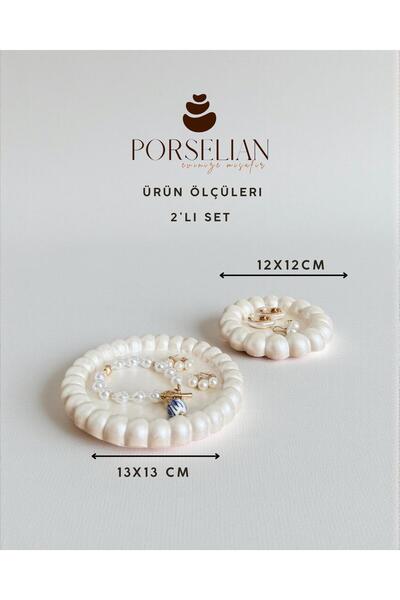 Porselian 2'li Set Dekoratif Balonlu Bubble Krem Takı Tabağı ve Sunum Kasesi ...
