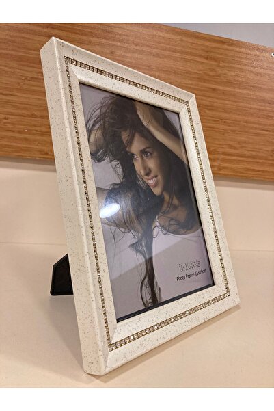 PLUS HOME Frame Photo Single Row Gold Stone Color Off White 15X20 cm