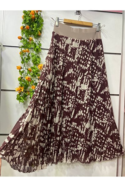 edu collection Patterned Chiffon Bell Skirt with Lining