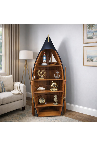 hediyeconcepti Marina Concept El Yapımı Kayık Formlu Dekoratif Raf & Kitaplık...