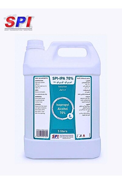 SPİ Pure Isopropyl Alcohol 70% Disinfectant and Sanitizer Solution 5 liter
