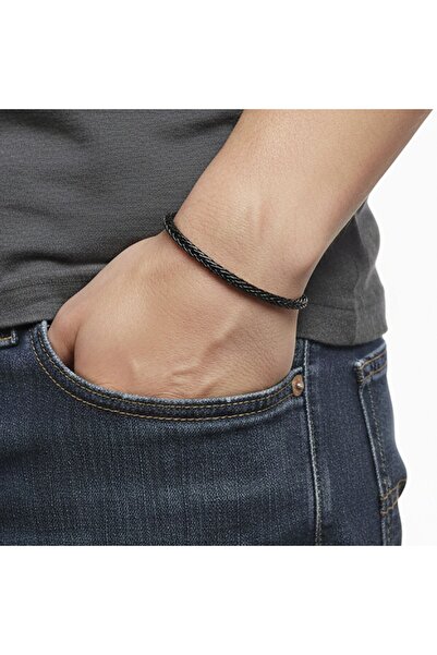 AKSESUARIM Men's Fox Tail Steel Chain Bracelet 4mm Round