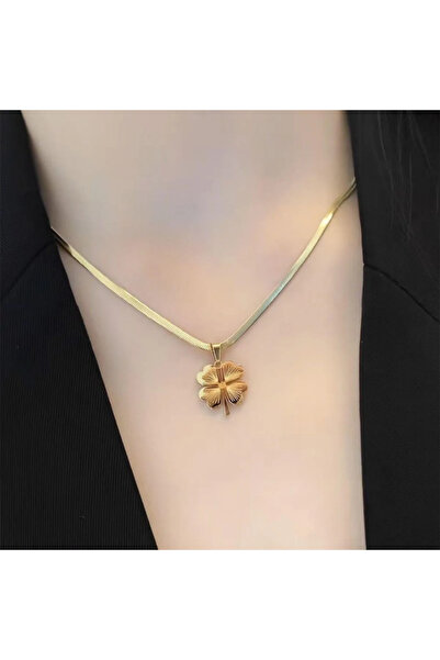 ADR Kadın İtalyan Zincirli Yonca Çelik Kolye,