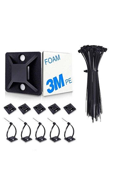 Generic Cable Ties, 100Pcs Zip Tie Adhesive Mounts, Self Adhesive Cable Tie Base Holders