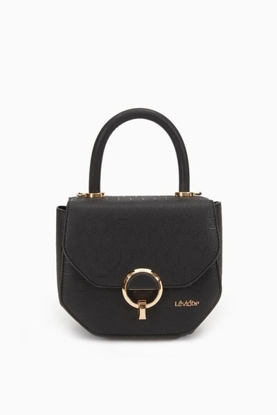 Levidor Kabartma Petek Desen El Çantası Siyah