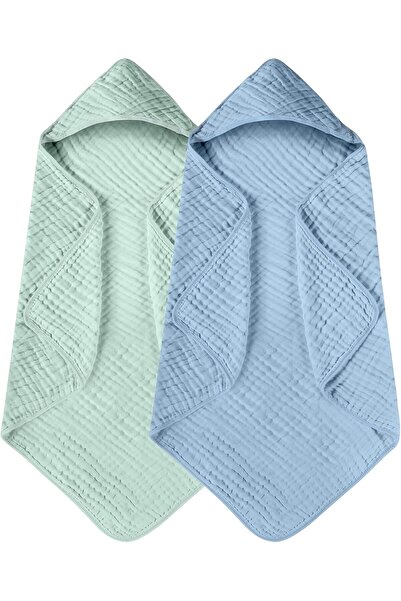 YOOFOSS Hooded Baby Towels for Newborns - 2 Pack 100% Muslin Cotton