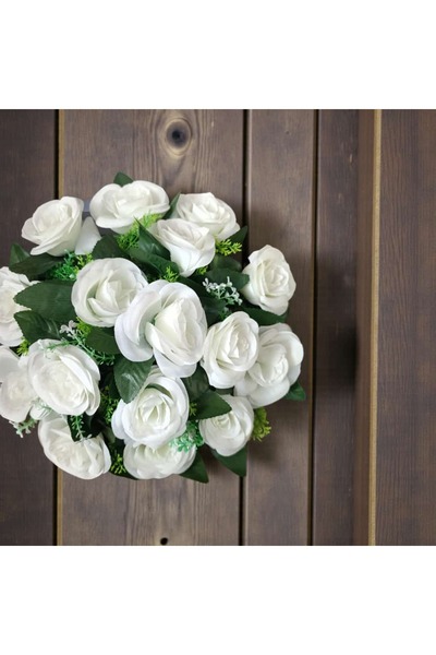 ÇEÇEN HOME Artificial Flower Door Ornament White Rose Exterior Door Ornament Home Decor Door Wreath