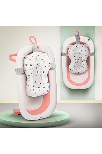 BAYBEE حوض استحمام قابل للطي للأطفال مع قاعدة مانعة للانزلاق ووسادة داعمة