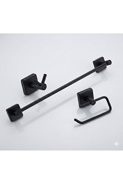 enalburumtr Paslanmaz Çelik Kare Siyah - 2'li Bornoz Askısı / Tuvalet Kağıdı ...