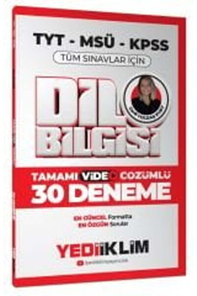 Yediiklim Yayınları Yediiklim 2026 TYT MSÜ KPSS Dil Bilgisi 30 Deneme Çözümlü...