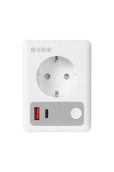 S-LINK MASTERPOWER 16A Akım Korumalı Akıllı Priz 2.4 Ghz Type-C USB Çıkışlı W...