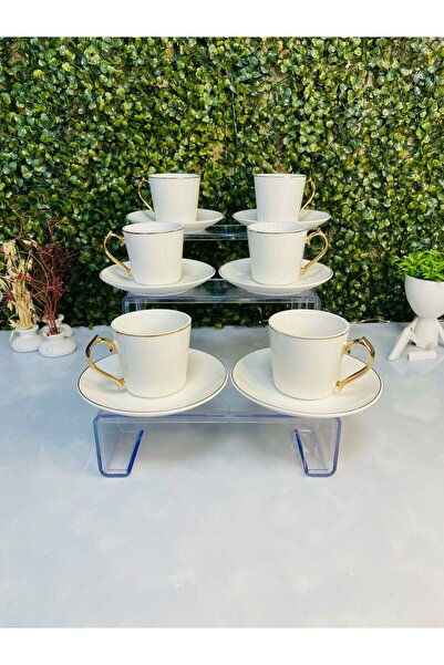 Home Limoges Gold Handled 6-Person Porcelain Coffee Cup Set