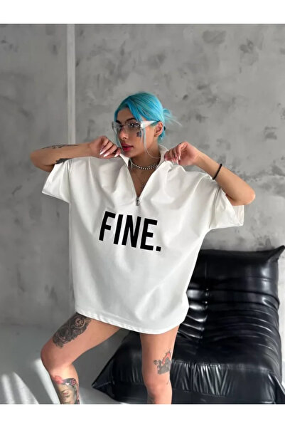 Kanonik Education   Unisex Printed Half Zipper T-Shirt - White