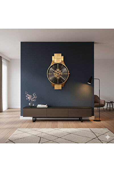 hediyeconcepti Endüstriyel Bronz Mekanik Görünümlü Duvar Saati – Modern ve Şı...