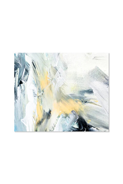 Printoot Abstract Gray Yellow Brush Stroke Canvas Wall Art Minimalist Modern Living Room Painting Decor