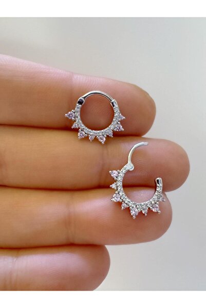 Arescollection 1 adet çelik PEMBE zirkon taşlı septum daith helix lobe uyumlu...