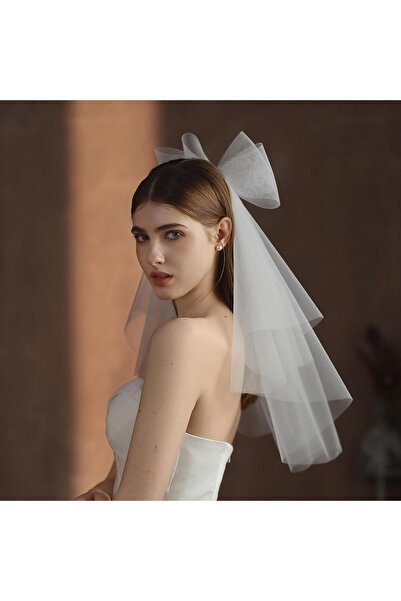 BBA TULLE STORE Stiff Bow Bridal Veil Double Layered Wedding Veil, Party Veil...
