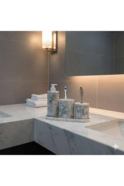 BeeCandleHome MERMER DESENLİ BANYO SETİ SUNUM TEPSİLİ