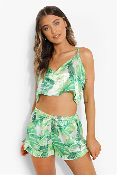 Aria's Closet Arias Closet Green Ruffled Shorts Pajama Set