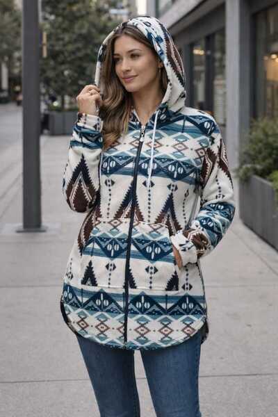 Tenra Women's Long Fleece Cardigan Wide Fit