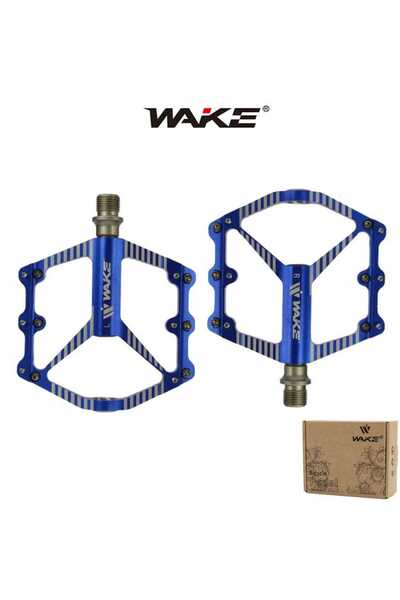 Wake Alüminyum Mavi Rulmanlı CR-MO Mil Geniş Bisiklet Pedalı