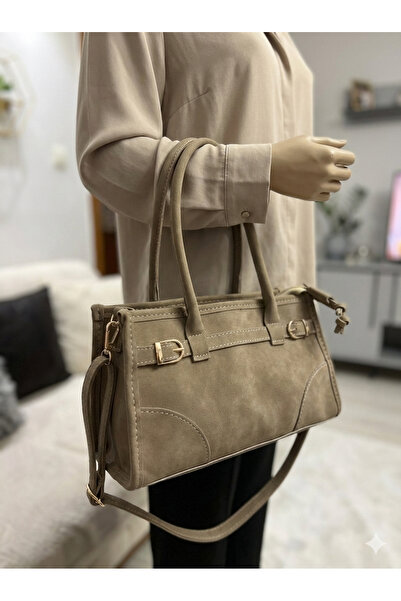 TUGBAS CHOiCE Mini Süet Çanta Omuz Askılı Vizon Rengi
