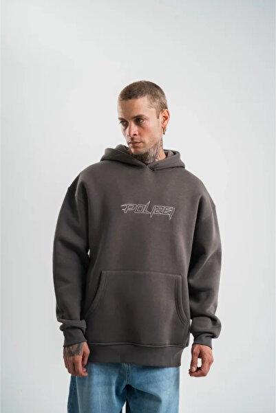 Kanonik Education Unisex Three Thread Hooded Embroidered Sweatshirt - Smoked