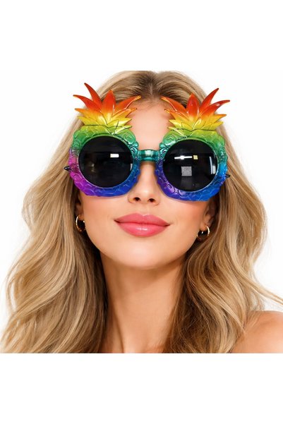 NW NessiWorld Colorful Hawaiian Party Glasses with Tropical Pineapple Design