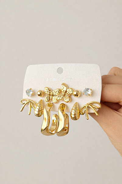 MRK Women's Combination Hoop Earrings Pearl Set Multiple Earrings