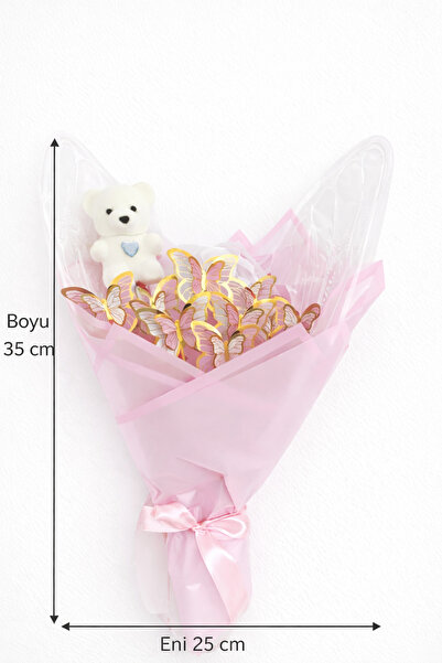 Melonİst Ayıcık Detaylı Kanatlı Kelebek Buketi -Sevgililer Günü, Doğum günü, ...