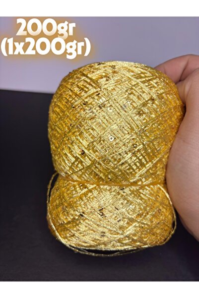 Ana&Kuzusu İplik Sarı floş gold pul örgü ip 200gr