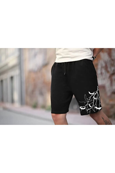 Kanonik Education Unisex Two Thread Printed Oversize Shorts - Black