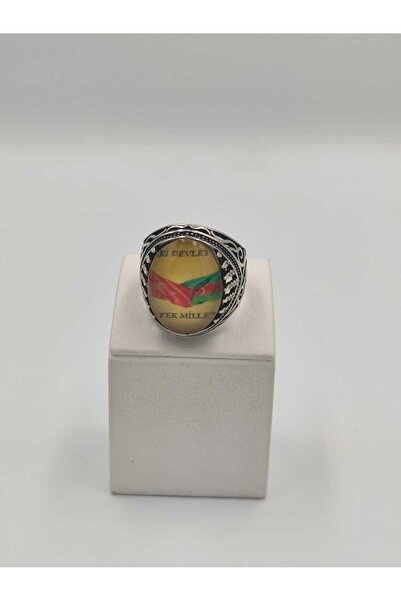 ALTUNTAŞ "İKİ DEVLET TEK MİLLET" DAMLA KEHRİBAR TAŞLI 925 AYAR 24 MM 7,90 GR....